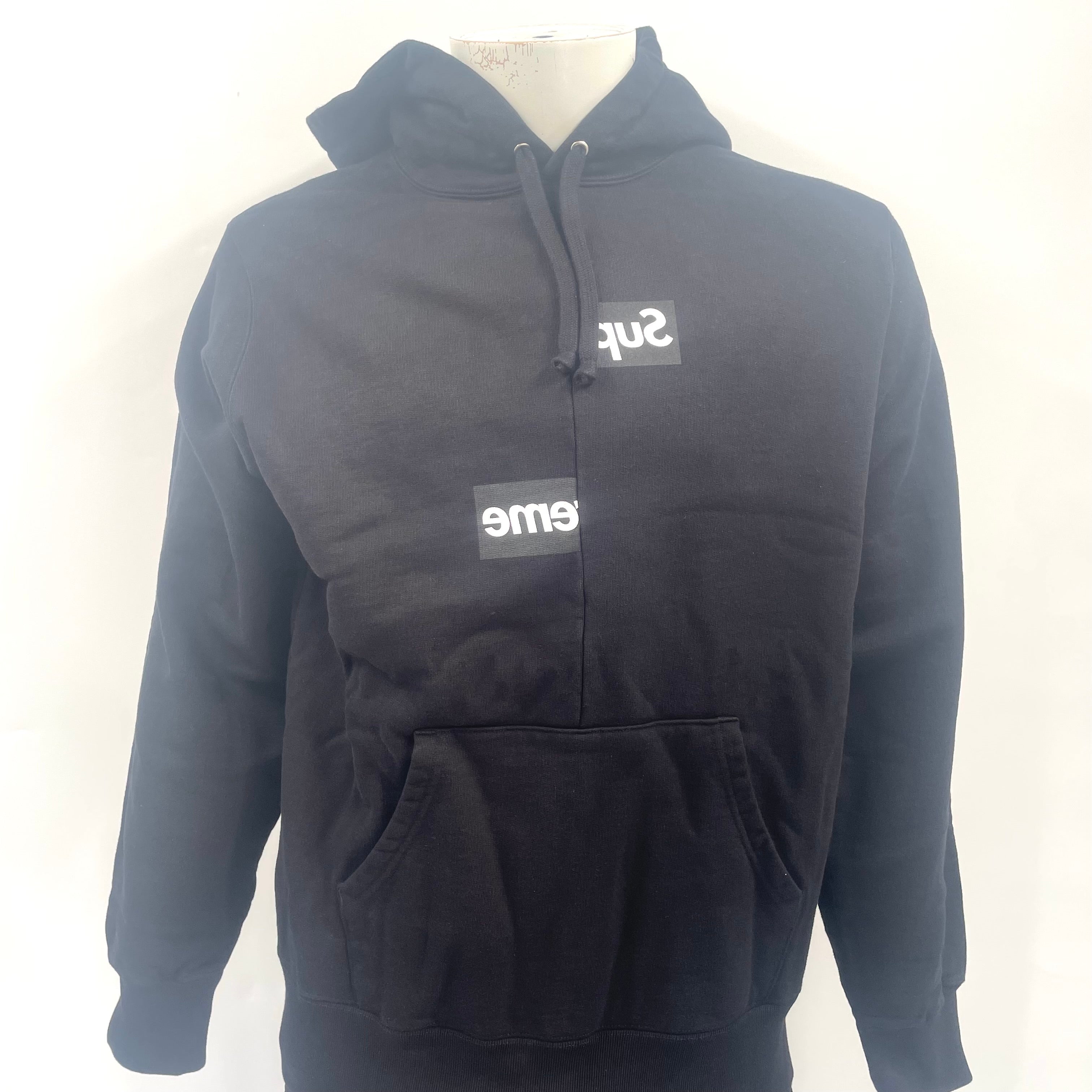 Brand new SUPREME x Comme Des Garcons collaboration hoodie with icon text design. black. Size medium.