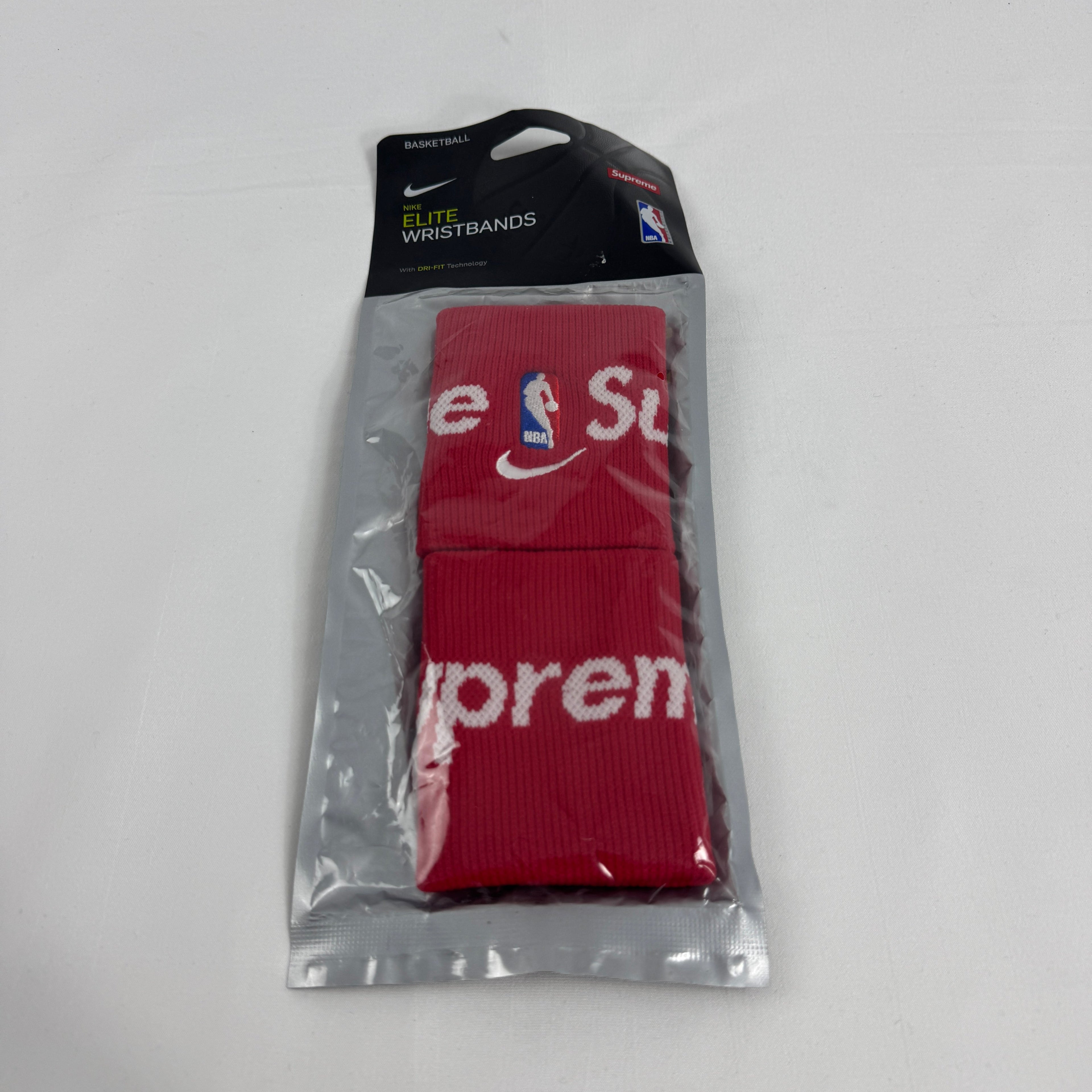 The Supreme x Nike Wristbands are a collaborative accessory set made from soft, absorbent terry cloth designed for athletic