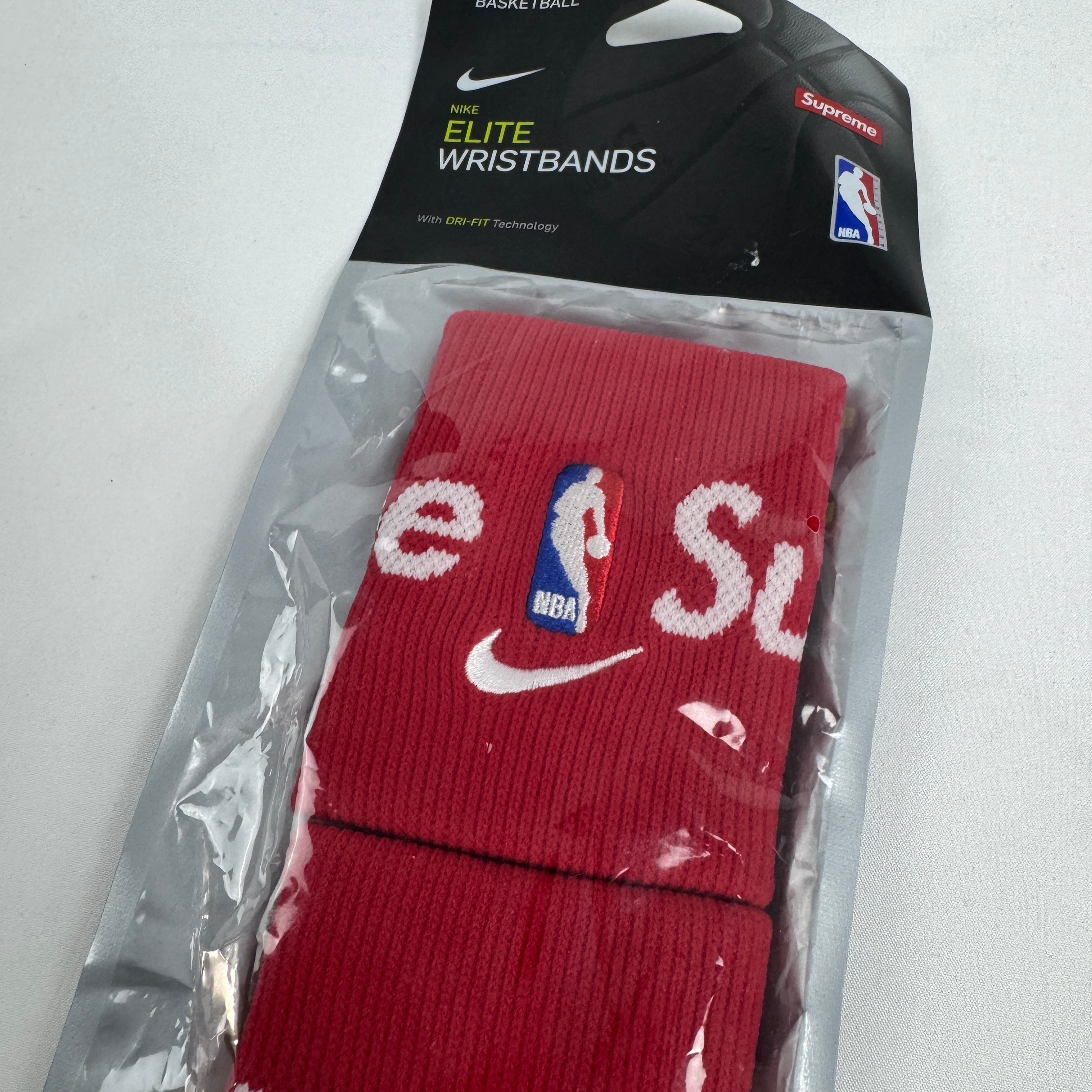 The Supreme x Nike Wristbands are a collaborative accessory set made from soft, absorbent terry cloth designed for athletic