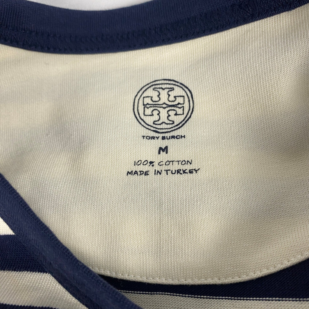 Tory Burch Striped Logo T-Shirt Dress Navy & Ivory